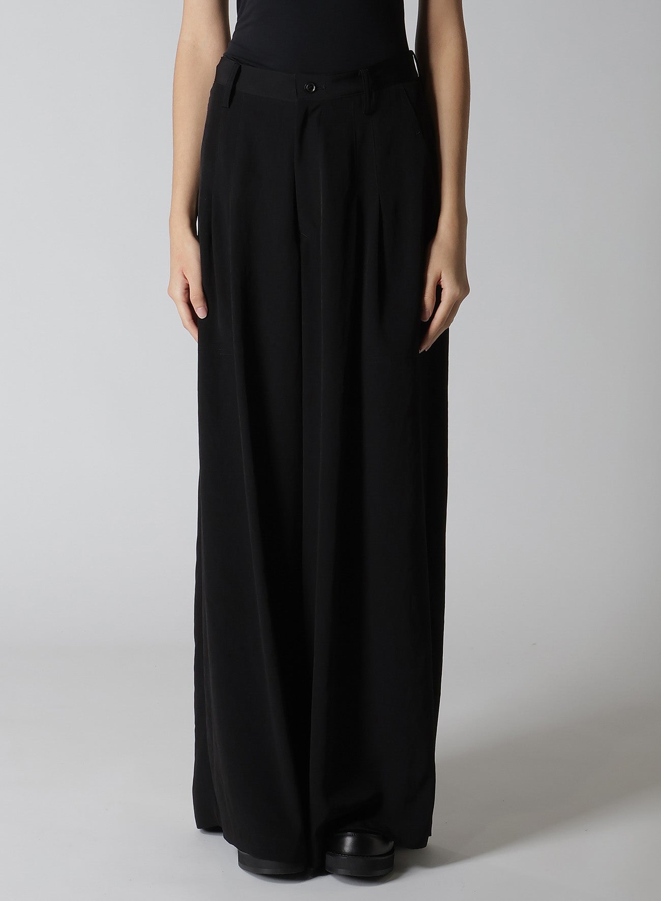 Elegant Crepe de Chine Double Tucked Wide Leg Pants for Women - Comfortable & Stylish Office Wear & Casual Outfits