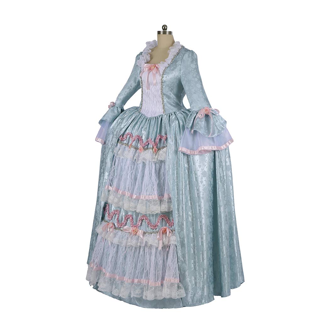Marie Antoinette Cosplay Dress for Women - Blue Rococo Colonial Ball Gown Costume | Vintage Medieval Dress for Halloween, Cosplay Events & Themed Parties