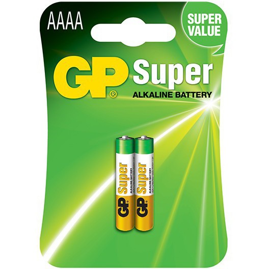 GP AAAA Super Alkaline Batteries 2 Pack - Long Lasting Power for Hearing Aids, Glucose Meters & Small Electronics