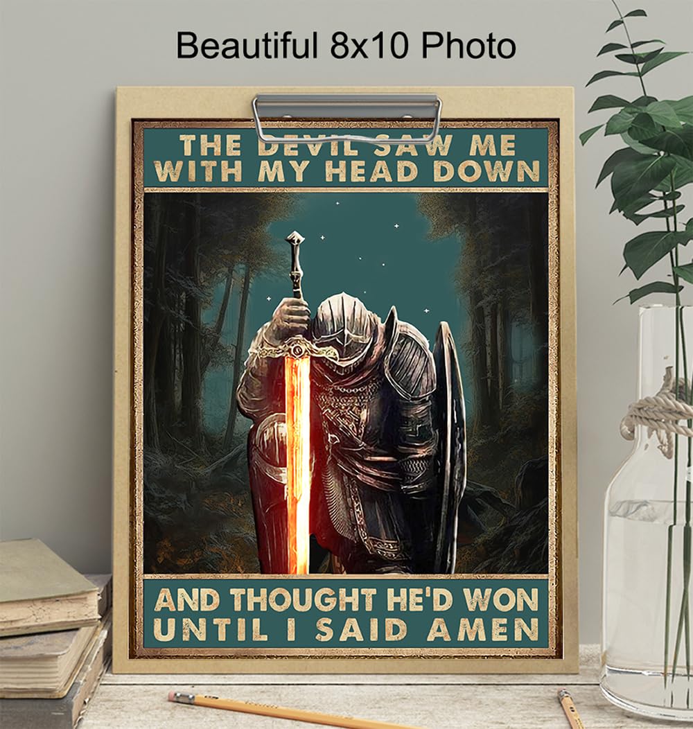 Christian Wall Art for Men - Motivational Quote Poster for Home & Office Decor