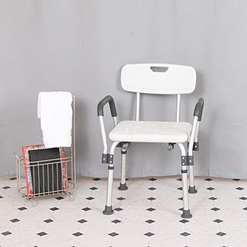 Adjustable Shower Chair for Elderly & Seniors - Portable Bath Chair with Arms, Backrest & Non-Slip Feet - Lightweight Shower Stool for Bathtub Safety - Ideal for Mobility Assistance, Post-Surgery Recovery & Home Bathroom Use
