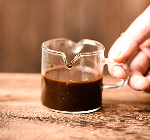 2 Spout Glass Creamer Pitcher with Handle - Perfect for Coffee, Milk, and Tea Serving - Ideal for Cafes, Restaurants, and Home Breakfast Use