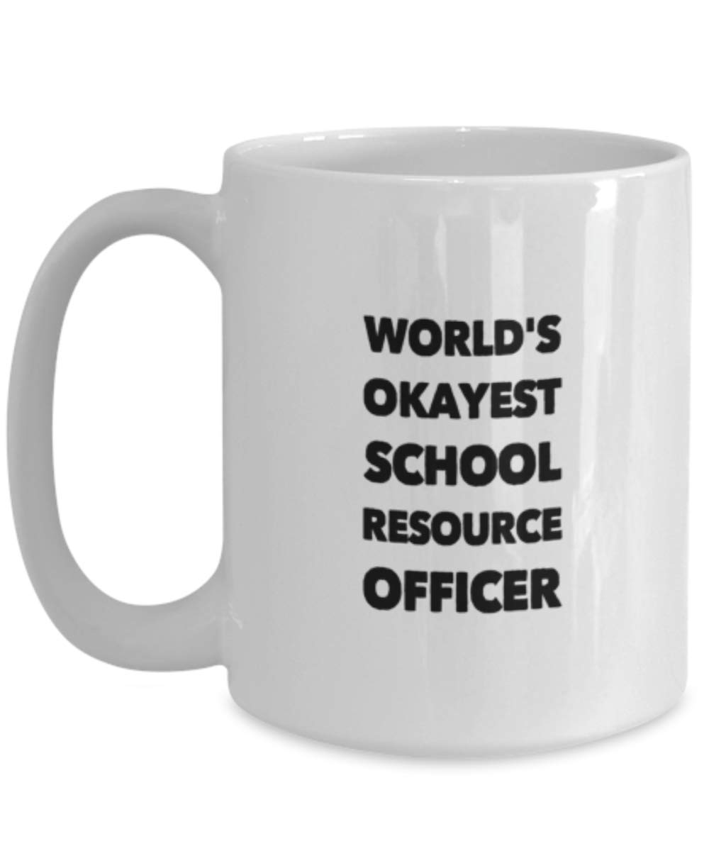 Funny School Resource Officer Coffee Mug - Worlds Okayest SRO Gift Idea - Ceramic Coffee Cup for Teachers, Police Officers & Educators - Perfect for Office, Classroom & Home Use