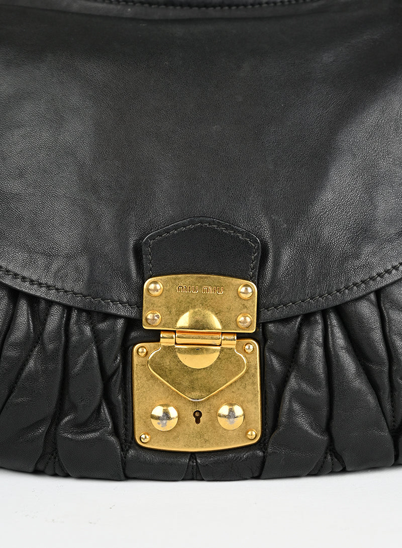 Miu Miu Black Quilted Leather Handbag - Luxury Designer Shoulder Bag for Women, Perfect for Work, Evening Events & Travel