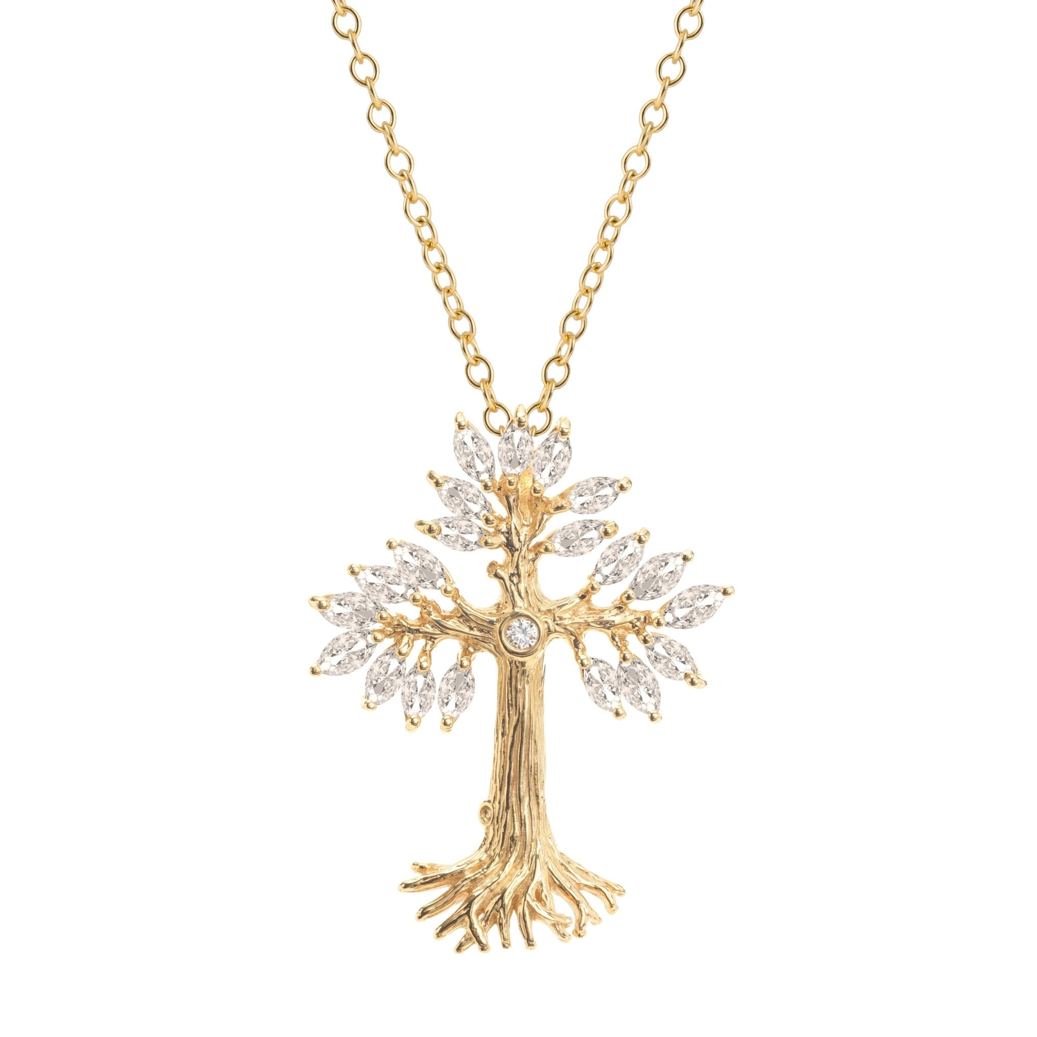 Armenian Tree of Life 33mm Cross Pendant Necklace with Diamonds - Elegant Religious Jewelry for Women - Perfect for Baptism, Wedding & Special Occasions