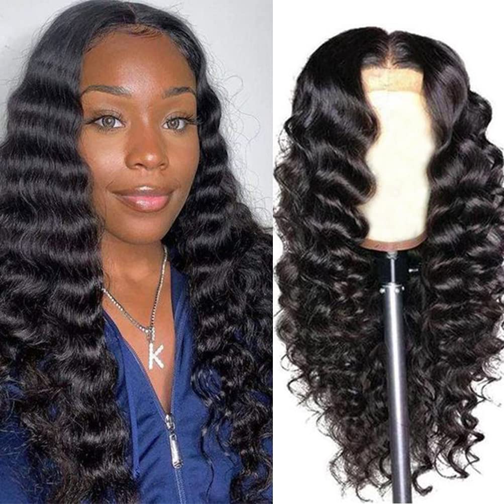 13x4 Lace Front Wigs Human Hair for Black Women - Pre Plucked Loose Deep Wave Frontal Wig with Natural Hairline | Perfect for Daily Wear, Parties & Special Occasions