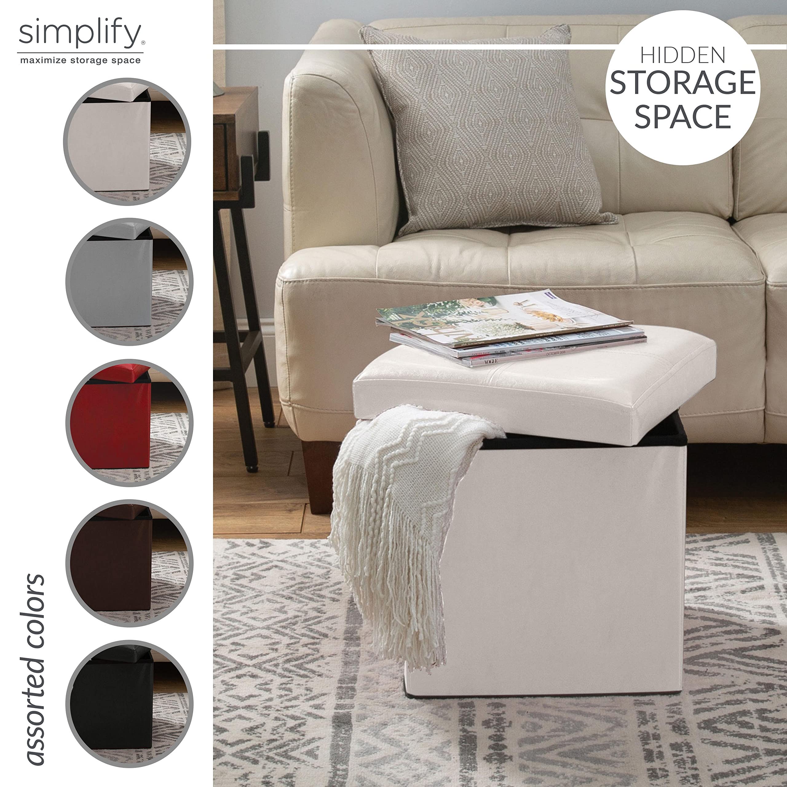 Multi-Functional Faux Leather Storage Ottoman - Tufted Bench with Padded Seat, Toy Chest & Foot Rest Stool for Living Room, Bedroom & Nursery (Ivory) - Perfect for Home Organization & Extra Seating