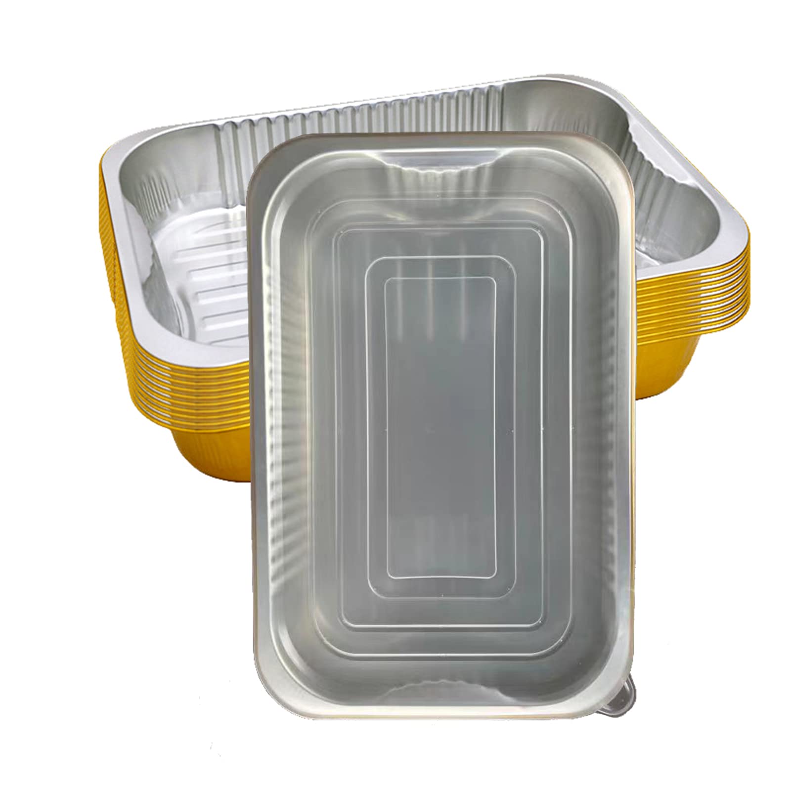 Premium Gold Aluminum Foil Baking Pans with Lids (10-Pack) - 9