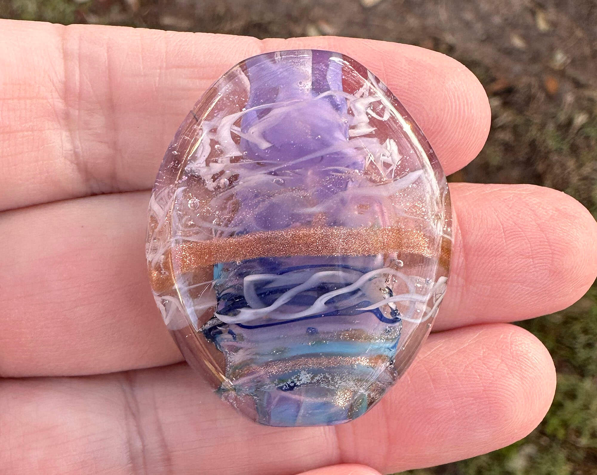 Handmade Lavender Purple Shimmer Lampwork Glass Focal Bead for Jewelry Making - DIY Necklace, Bracelet & Earring Designs - Perfect for Crafters & Beading Enthusiasts