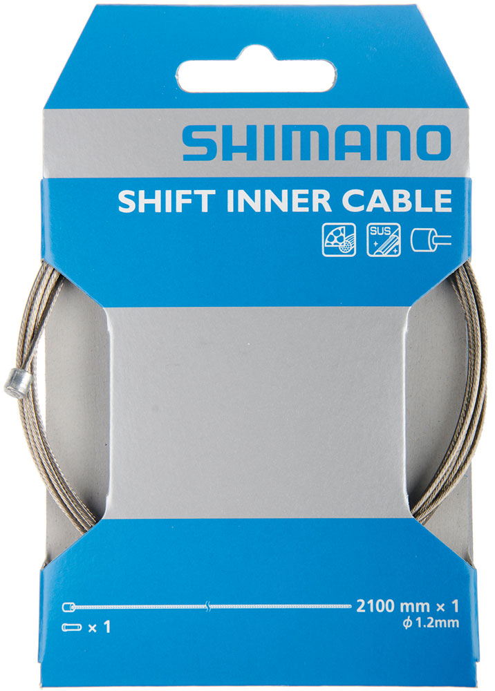 Shimano Stainless Steel SUS Shift Inner Cable 1.2mm x 2100mm for Road & Mountain Bikes - Smooth Gear Shifting for Cycling and Commuting