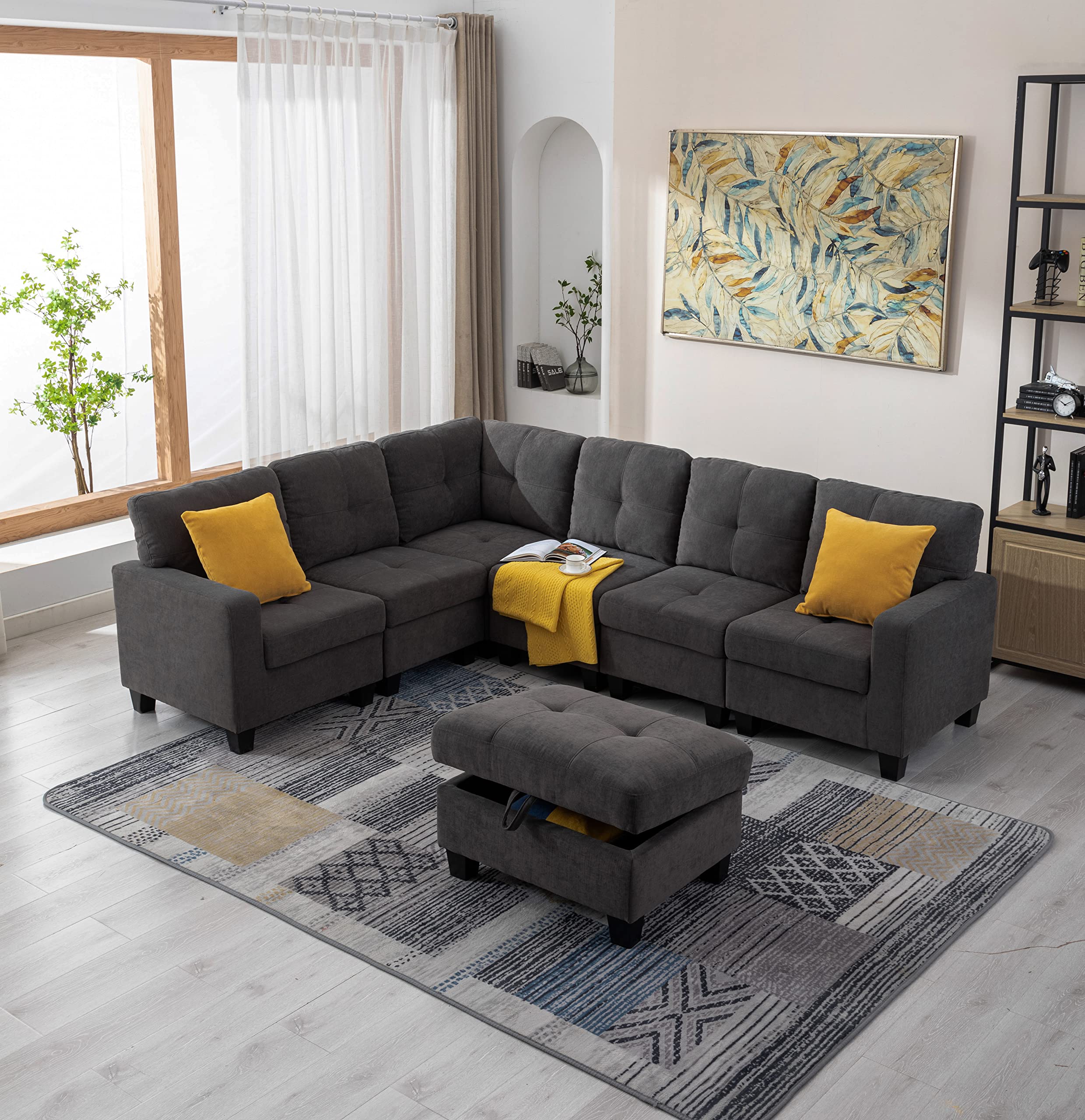 Luxury Velvet Sectional Sofa Set - Modular Upholstered Couch with Armless Chair for Living Room, Dark Gray | Perfect for Small Spaces, Apartments & Modern Home Decor