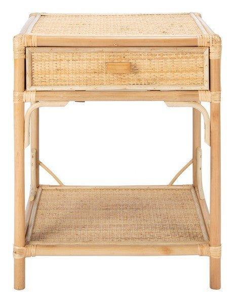 Eco-Friendly Bamboo & Rattan Nightstand with Drawer - Modern Bedside Table for Bedroom, Living Room, or Nursery - Perfect for Storage & Organization