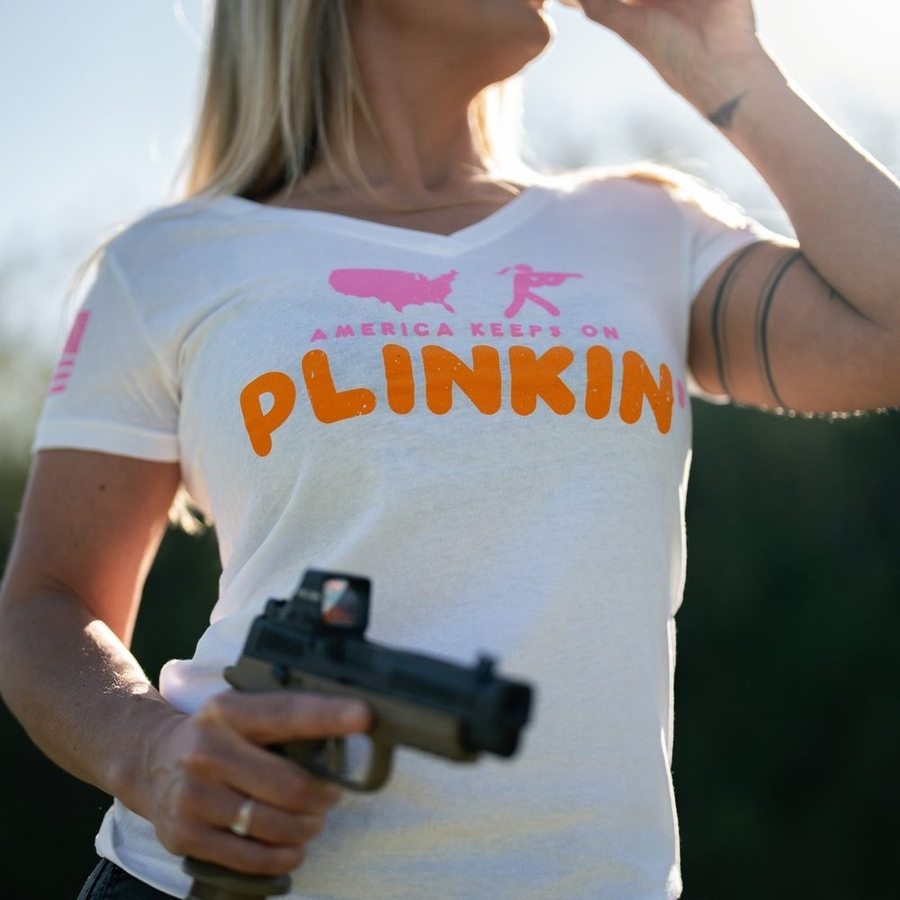 Women's Plinkin' V Neck T-Shirt - Soft Cotton White Tee for Casual Wear & Everyday Outfits | Perfect for Work, Weekend & Layering