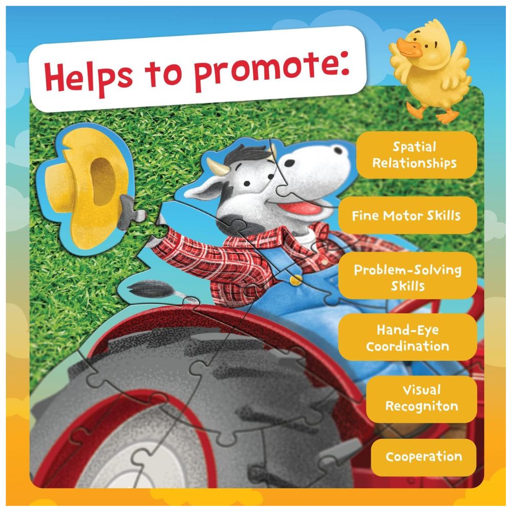 Peaceable Kingdom Shiny Tractor Floor Puzzle for Kids - 24-Piece Educational Farm Toy for Early Learning & Playtime Fun - Perfect for Preschoolers' Cognitive Development & Family Game Night