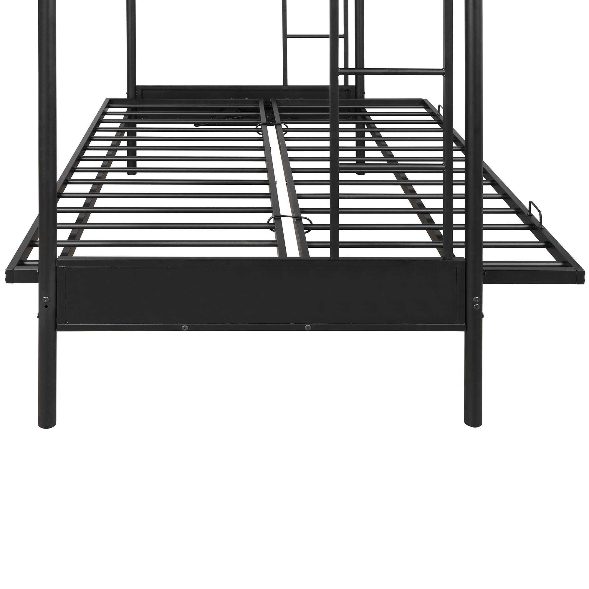 Convertible Metal Bunk Bed - Twin Over Full with Ladders & Guardrail for Kids' Bedroom