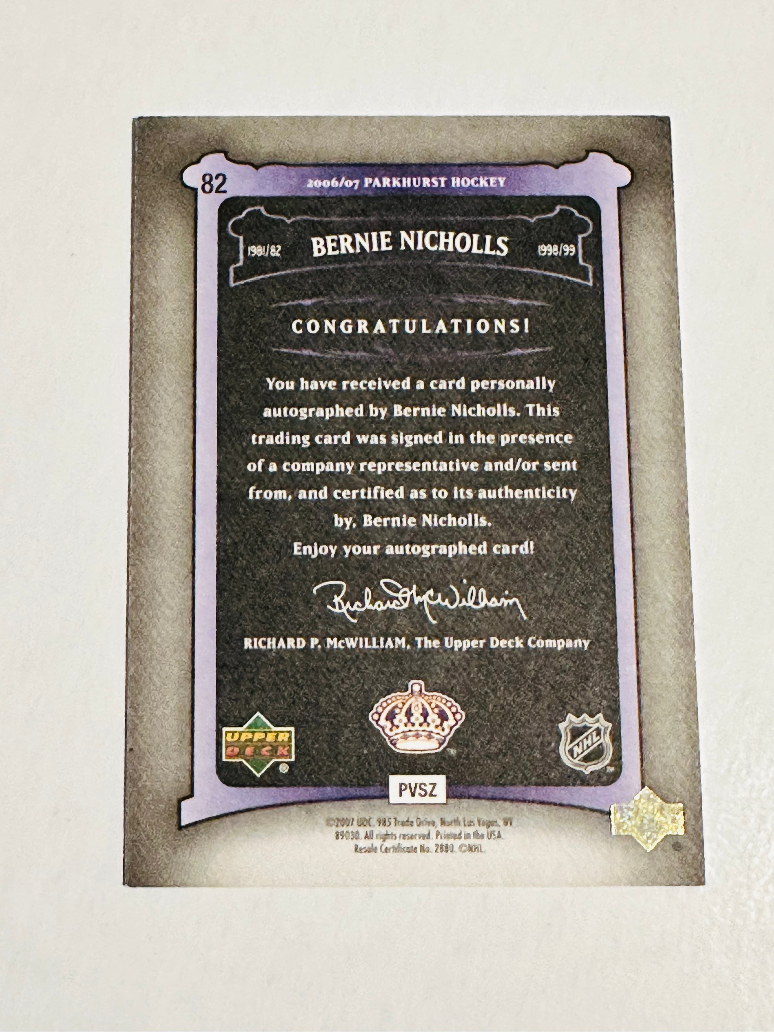Bernie Nicholls Autographed Hockey Card - Limited Edition Collectible for NHL Fans & Sports Memorabilia Enthusiasts - Perfect for Framing, Display, or Gift Giving