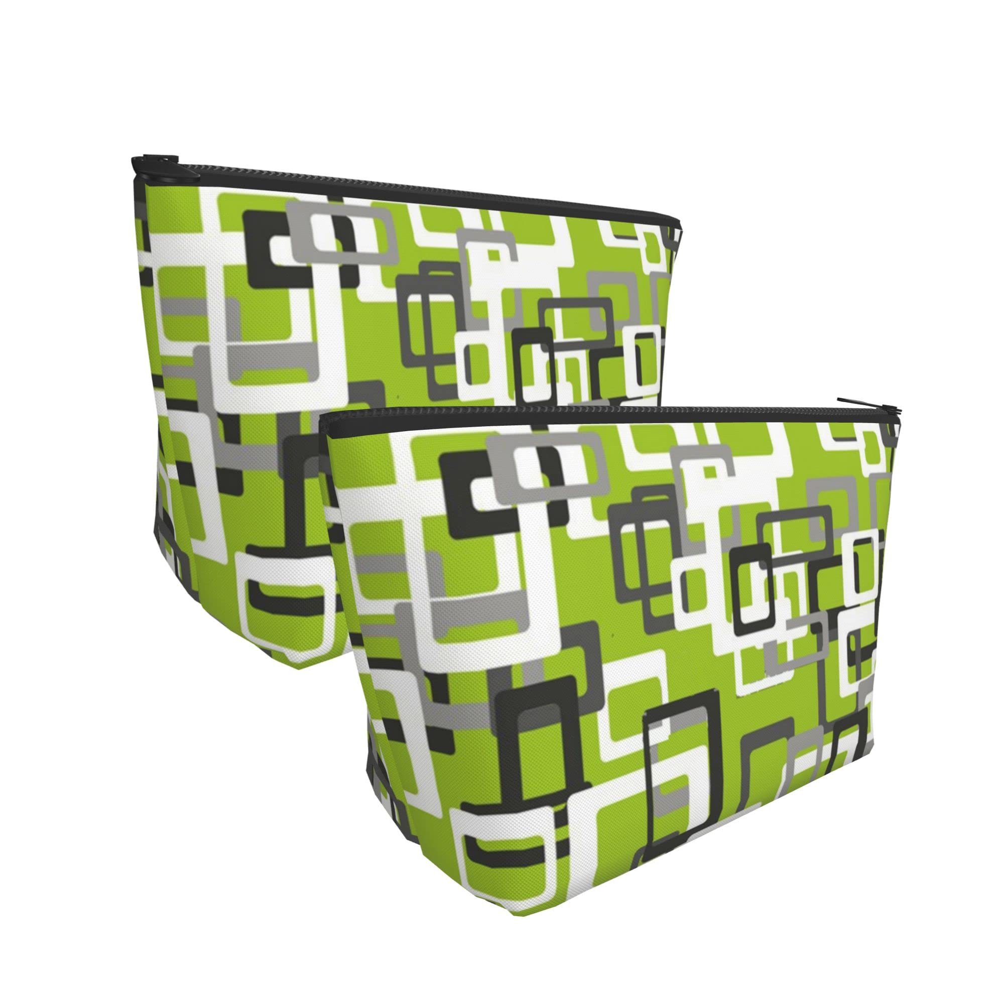 SWEET TANG Travel Toiletry Bag with Zipper - Small Makeup Pouch for Women, Waterproof Cosmetic Organizer in Lime Green, Black, Gray & White - Perfect for Weekend Getaways, Gym, Air Travel & Daily Essentials Storage