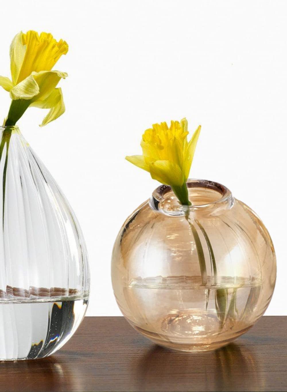 48 Amber Luster Ball Glass Bud Vases Set - 3