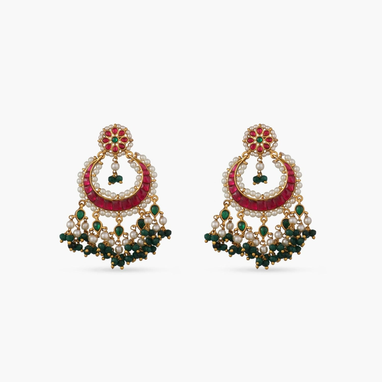 Exquisite Inca Antique Jadau Chandbali Earrings - Handcrafted Ethnic Jewelry for Weddings, Parties & Special Occasions