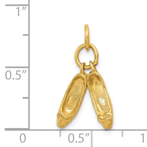14K Yellow Gold Ballet Slippers Charm Pendant - Elegant Jewelry Gift for Dancers, Ballerinas & Dance Lovers - Perfect for Necklaces, Bracelets & Special Occasions