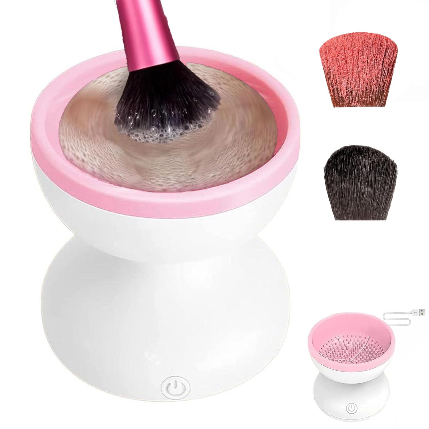 2 in 1 Electric Makeup Brush Cleaner Machine - Automatic USB Powered Beauty Blender & Cosmetic Brush Washer | Perfect for Home Salon & Professional Makeup Artists