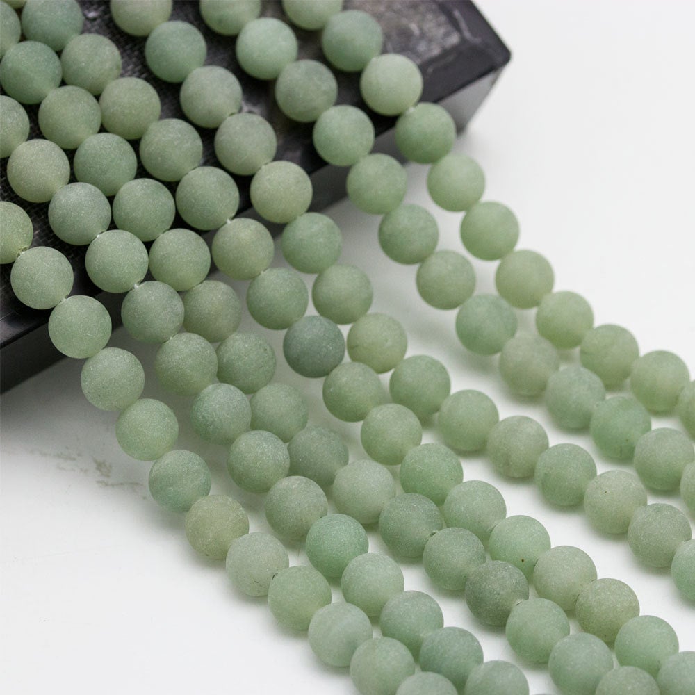 2.0mm Hole Green Aventurine Matte Round Beads 8mm 10mm 15.5 Strand - DIY Jewelry Making, Bracelet Crafting, Meditation Beads for Relaxation