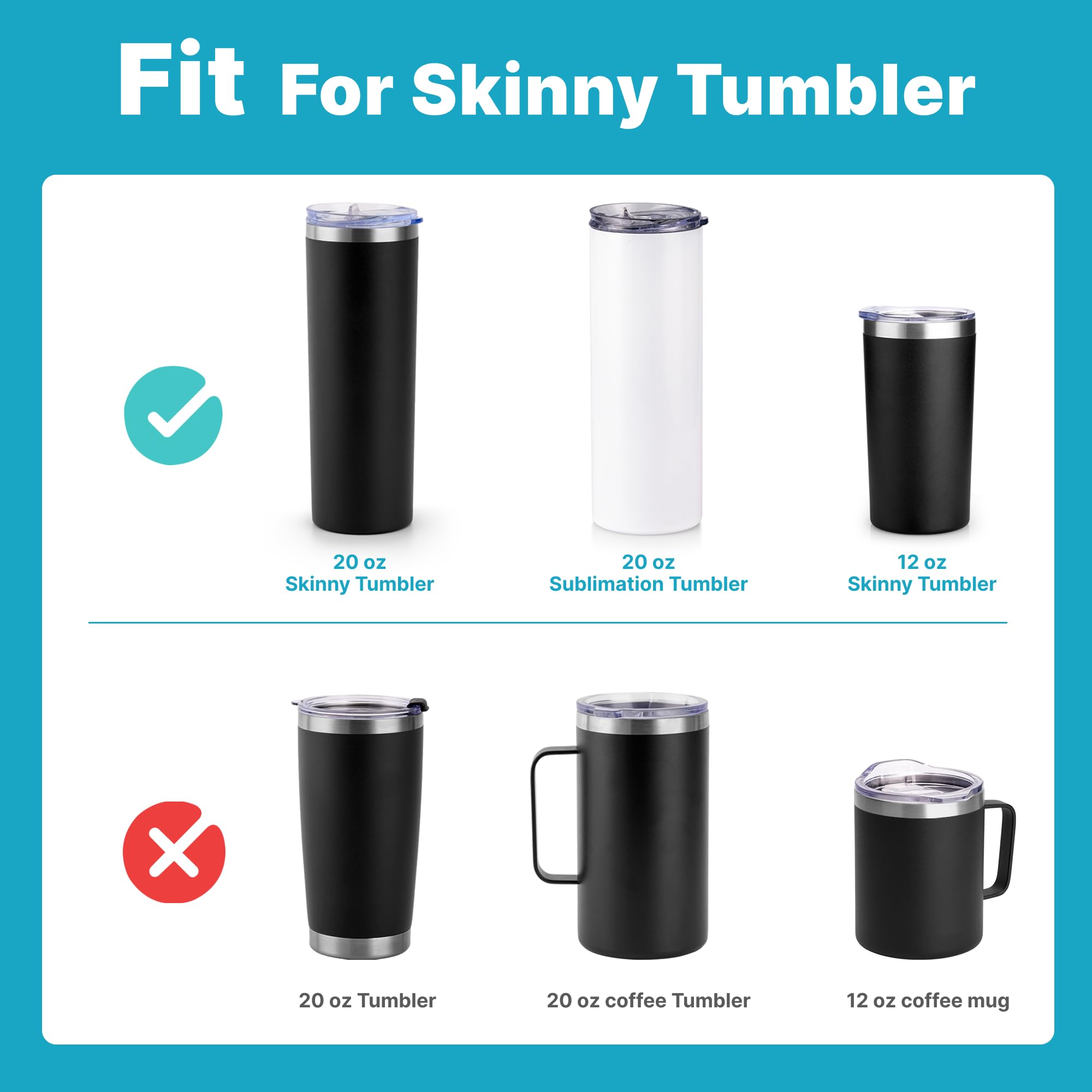 Skinny Tumbler Replacement Lid - 2 Pack BPA-Free Splash Resistant Sliding Covers for 2.73-2.75 Inch Diameter Tumblers - Perfect for Travel, Gym & Office Use
