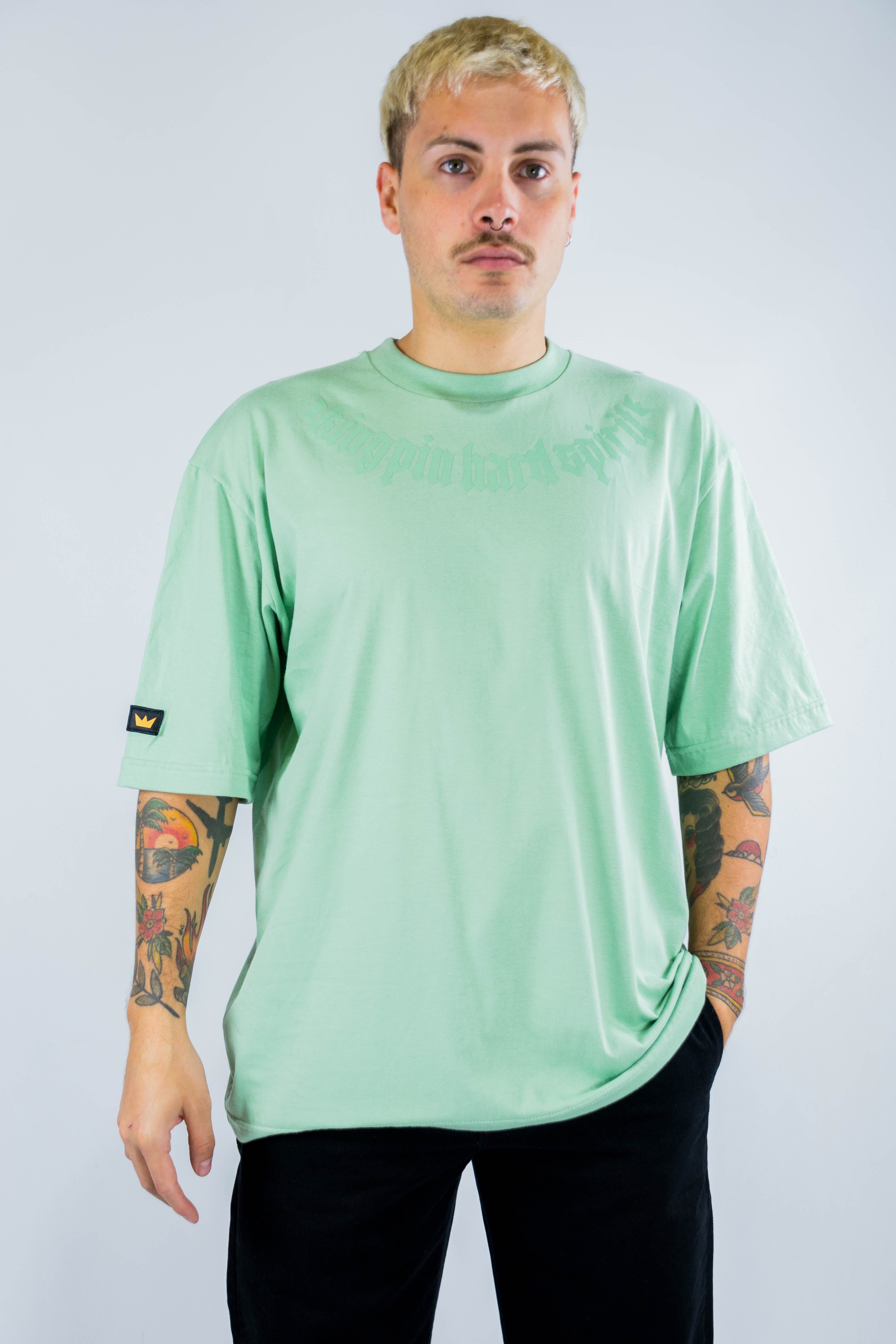 Kingpin H Oversized Round T-Shirt in Green Wave - Comfortable & Stylish Streetwear for Men | Perfect for Casual Outfits, Gym, and Everyday Wear