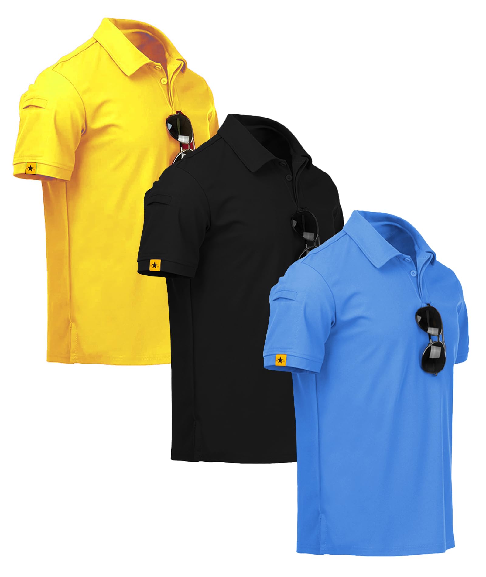 ZITY 3 Pack Men's Performance Polo Shirts - Breathable Short Sleeve Collared Shirts for Golf, Business Casual & Outdoor Activities | Moisture-Wicking & Comfortable for Work, Sports & Daily Wear