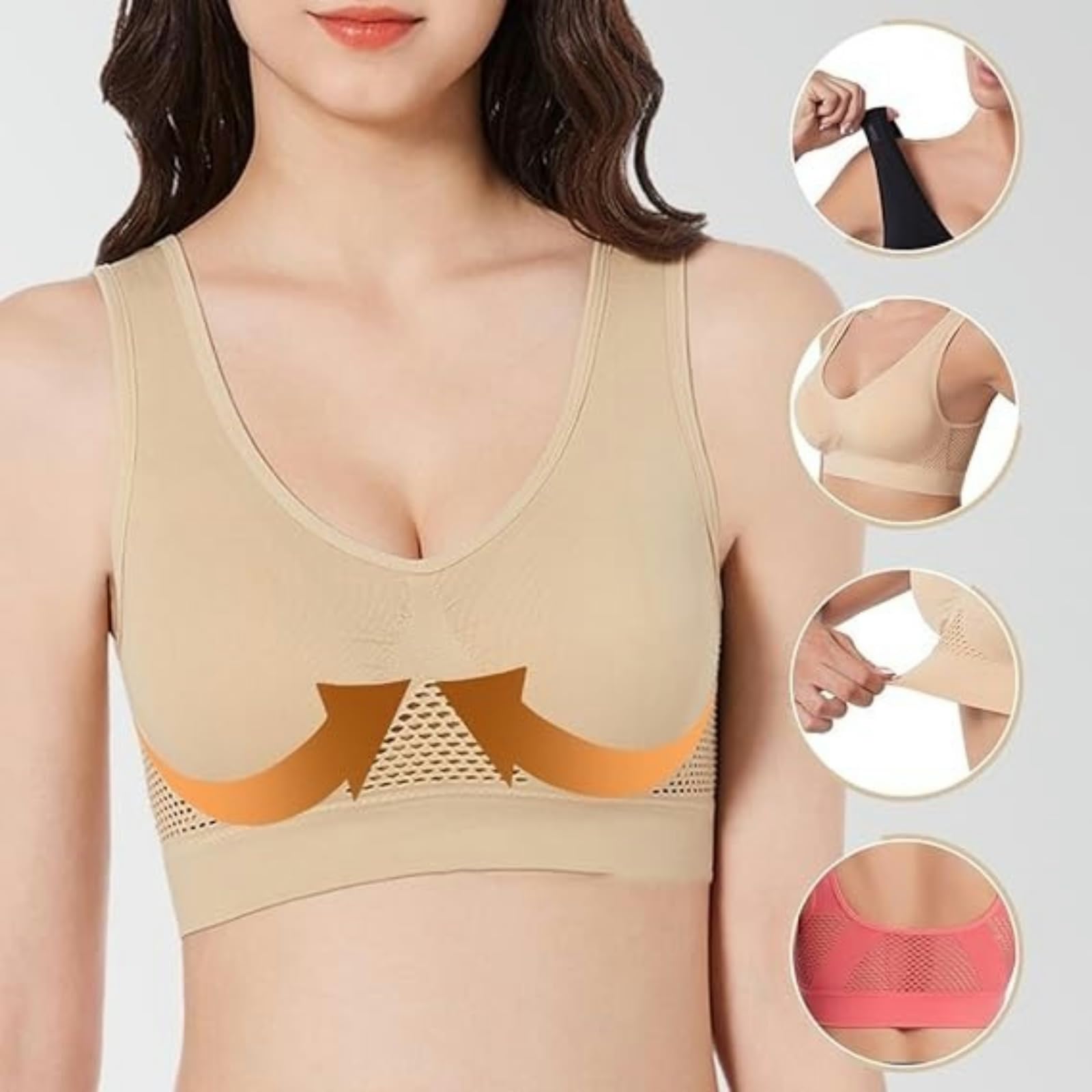 Wirefree Sports Bras for Women - High Impact Support, Large Bust, Comfortable & Breathable for Workouts
