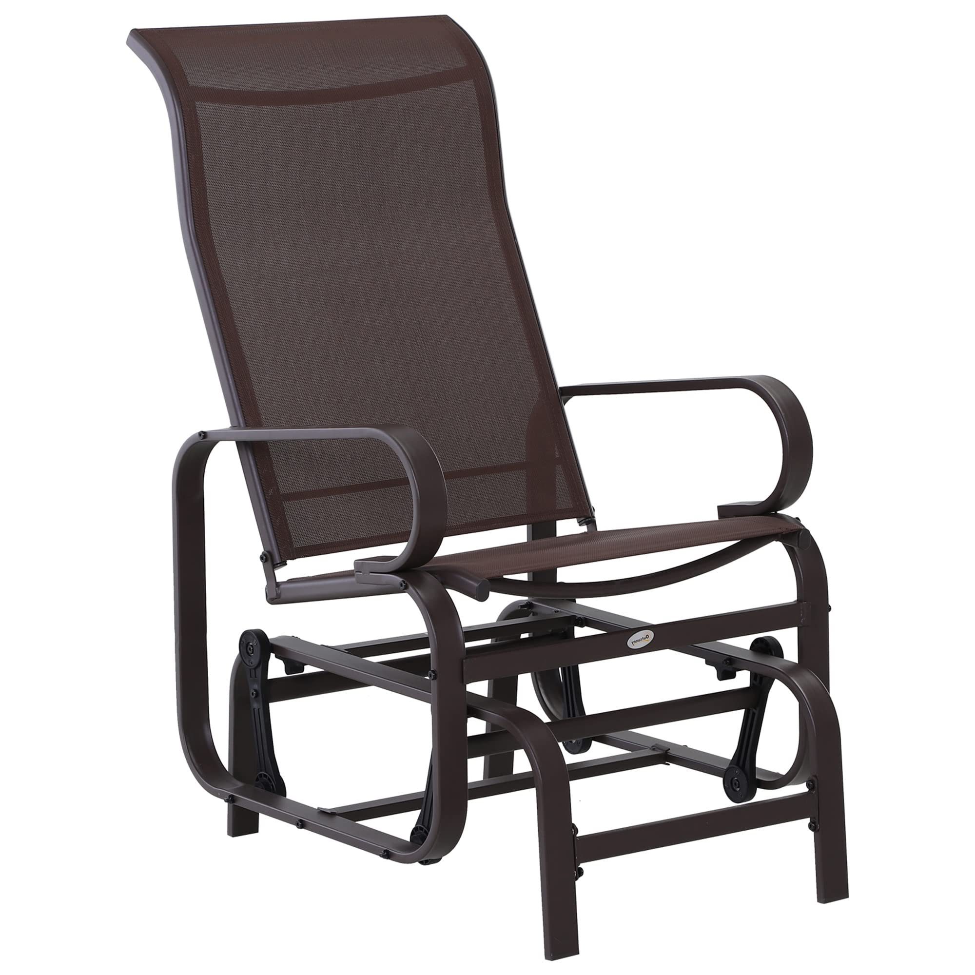 Outsunny Outdoor Glider Chair - Patio Rocking Chair with Smooth Swing Motion, Lightweight Durable Design for Backyard, Garden & Deck - Brown (Perfect for Relaxing, Reading & Enjoying Nature)