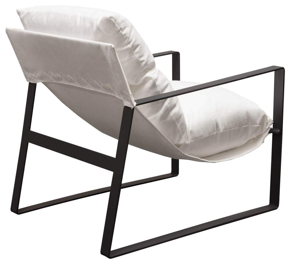 Diamond Sofa Miller Sling Accent Chair - White Linen Upholstered Modern Lounge Chair for Living Room, Bedroom & Office | Comfortable Seating for Home Decor