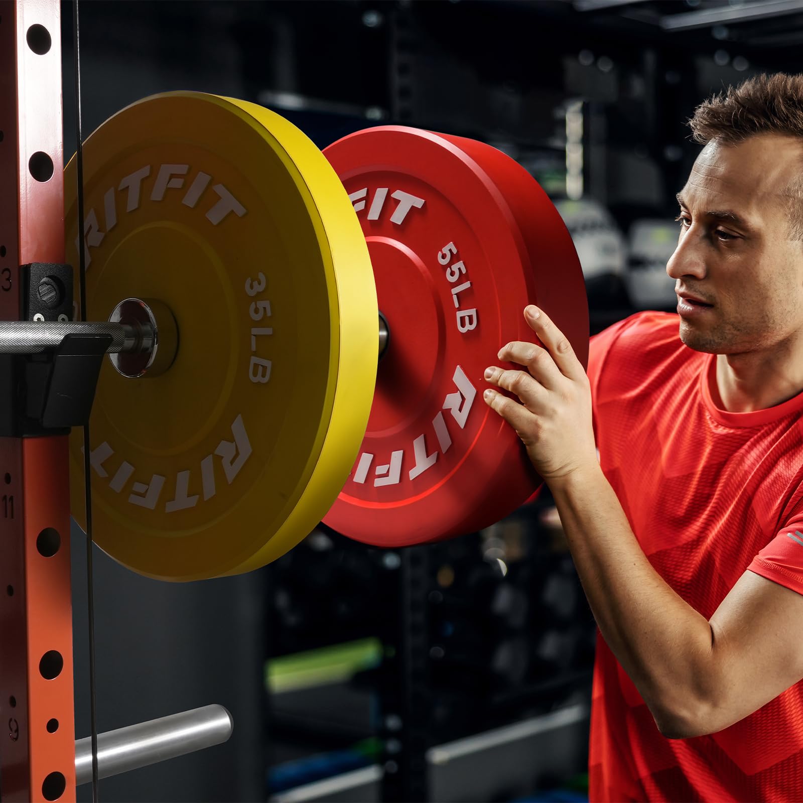 RitFit Color Coded Olympic Bumper Plates - 2-Inch Thick Rubber Weight Plates with Steel Insert for Home Gym Strength Training | Perfect for CrossFit, Powerlifting & Weightlifting Workouts