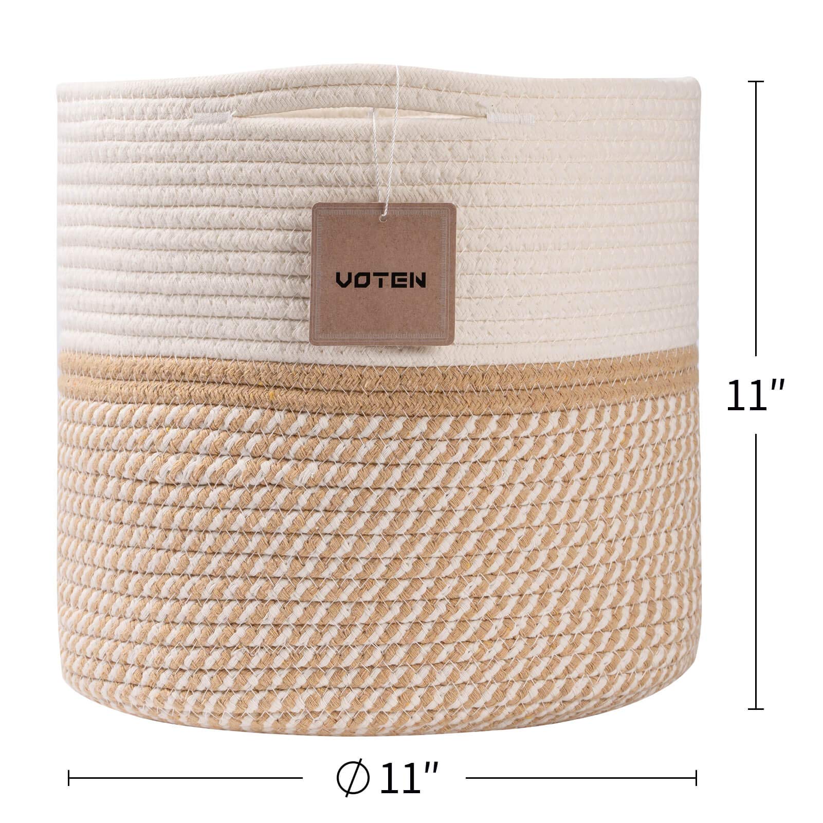 Voten 3-Pack Woven Cotton Storage Baskets - 11x11