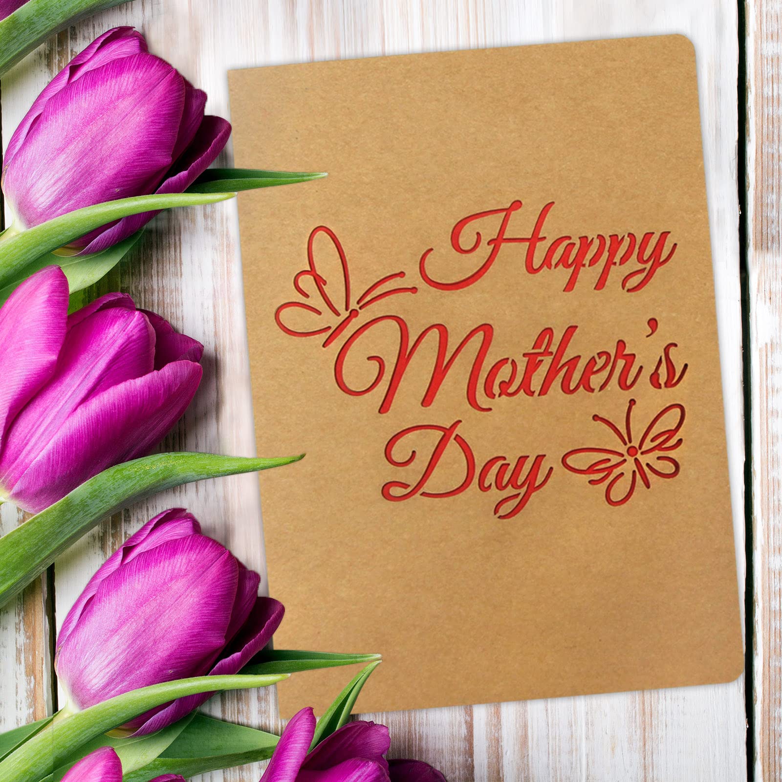 12 PCS Happy Mother's Day Kraft Cards with Envelopes & Stickers - Die Cut Greeting Cards for Mom - Perfect Mother's Day Gifts for Wife, Grandma & Special Women (Use for Handwritten Notes, Party Favors & Keepsakes)
