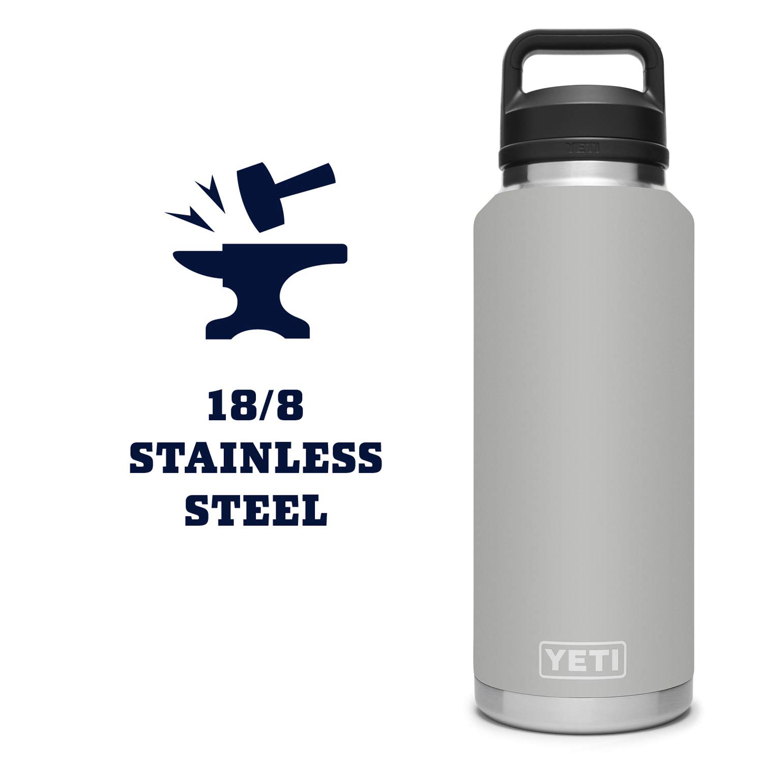 **YETI Rambler 46 oz Vacuum Insulated Stainless Steel Water Bottle with Chug Cap - Granite Gray (Retired Color) | Perfect for Outdoor Adventures, Hiking, Camping & Gym**