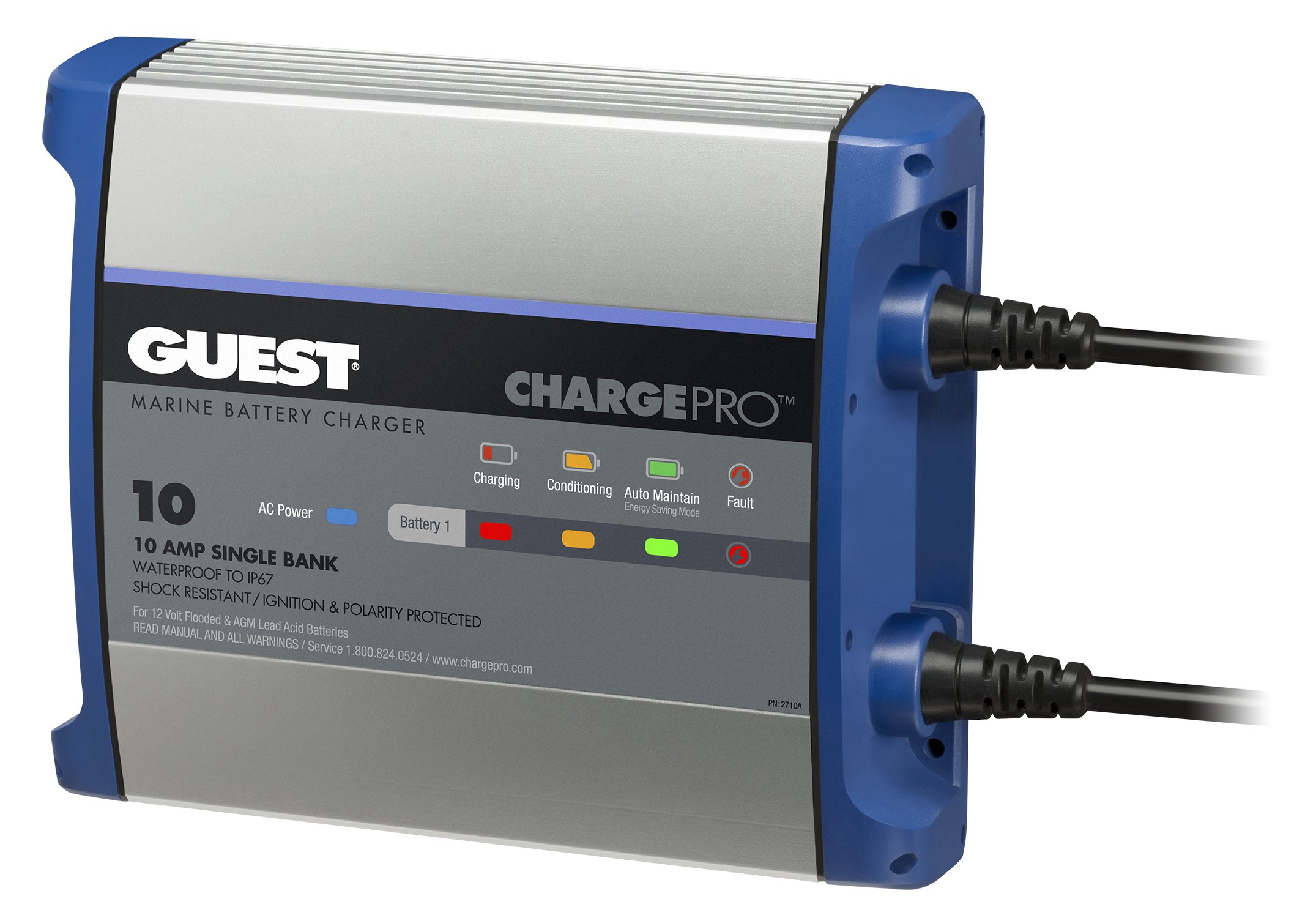 Guest 2710A 10A 12V On-Board Marine Battery Charger - 1 Bank, 120V AC Input - Perfect for Boats, RVs & Off-Grid Power Systems