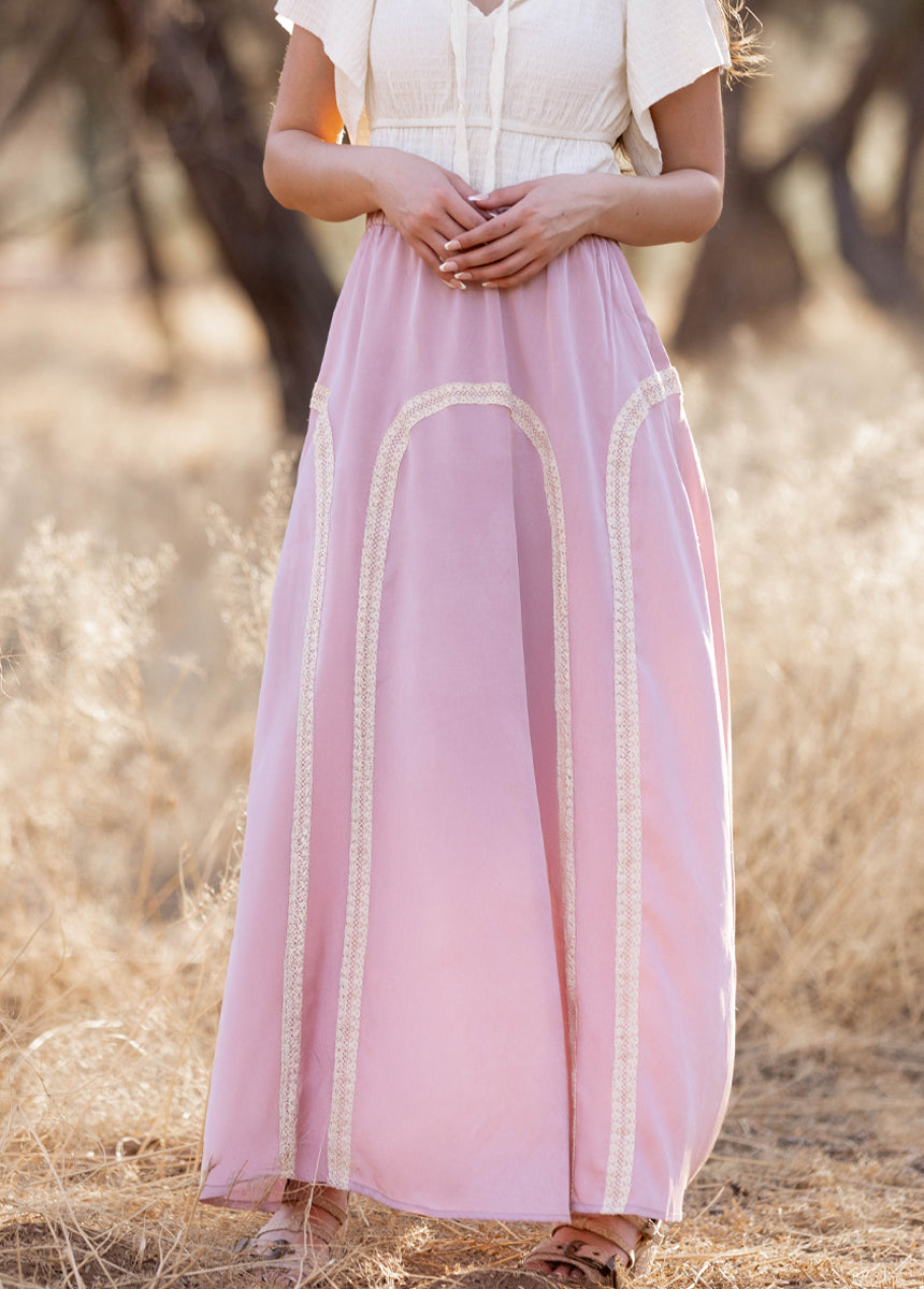 Ravina Skirt in Nude Pink | Women's Flowy Midi Skirt | Elegant A-Line Design for Casual & Office Wear | Perfect for Spring & Summer Outfits