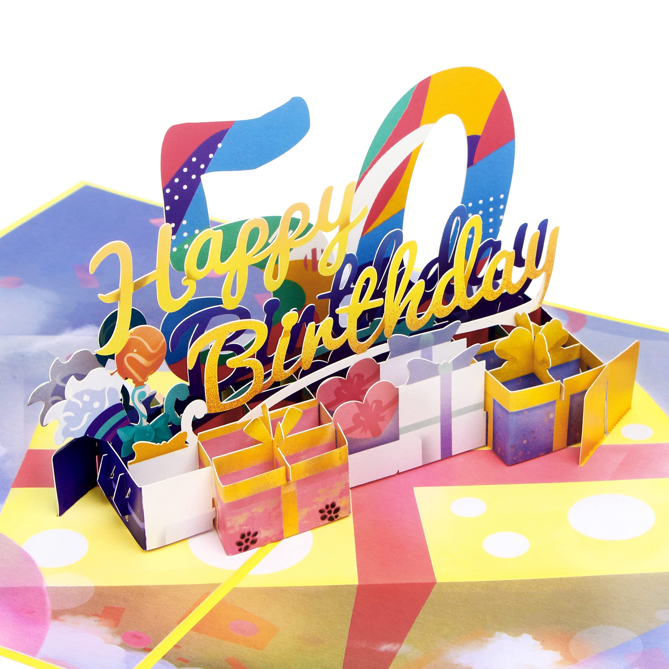 Ribbli 50th Birthday Pop Up 3D Greeting Card - Funny Happy 50th Birthday Card for Men, Women, Husband, Wife, Daughter, Sister, Mom & Dad - Includes Envelope - Perfect for Milestone Celebrations & Surprise Gifts