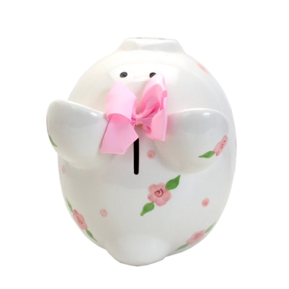 Child To Cherish Posies & Polka Dots Piggy Bank - Cute Ceramic Money Bank for Kids Savings, Perfect Gift for Birthdays & Financial Education | Home Decor & Kids Room Organizer