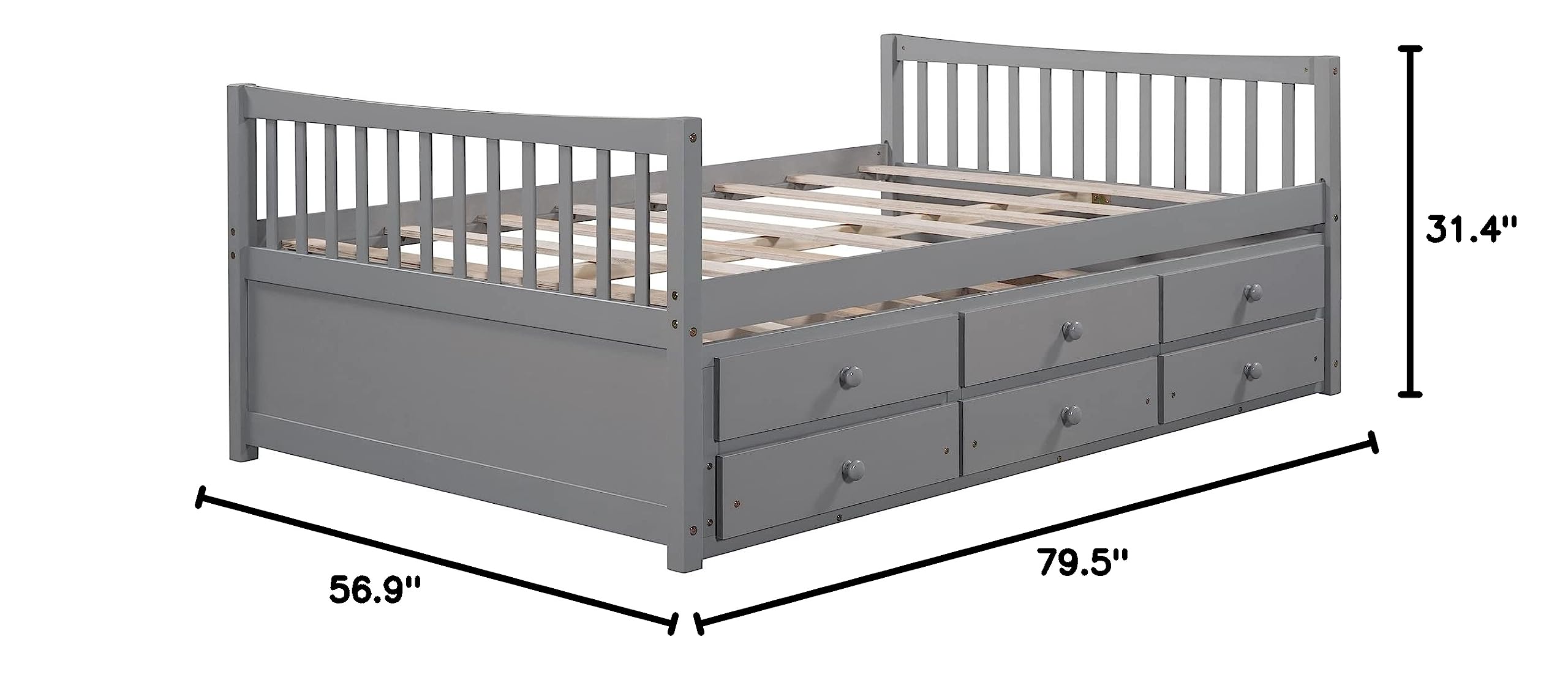 **Harper & Bright Designs Full Size Daybed with Twin Trundle & 3 Storage Drawers – Wooden Captain’s Bed for Kids, Guests & Sleepovers – Space-Saving Platform Bed (Gray) – Perfect for Small Rooms, Dormitories & Guest Bedrooms**