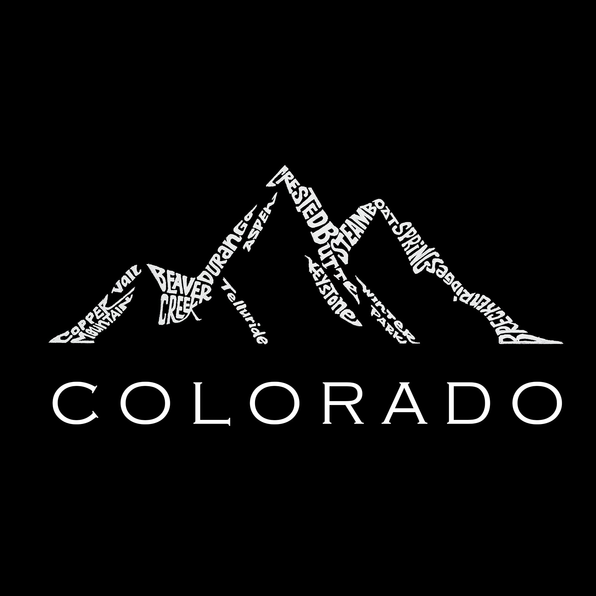 Women's Premium Word Art Flowy Tank Top - Colorado Ski Towns Design | Casual Summer Wear & Vacation Outfit