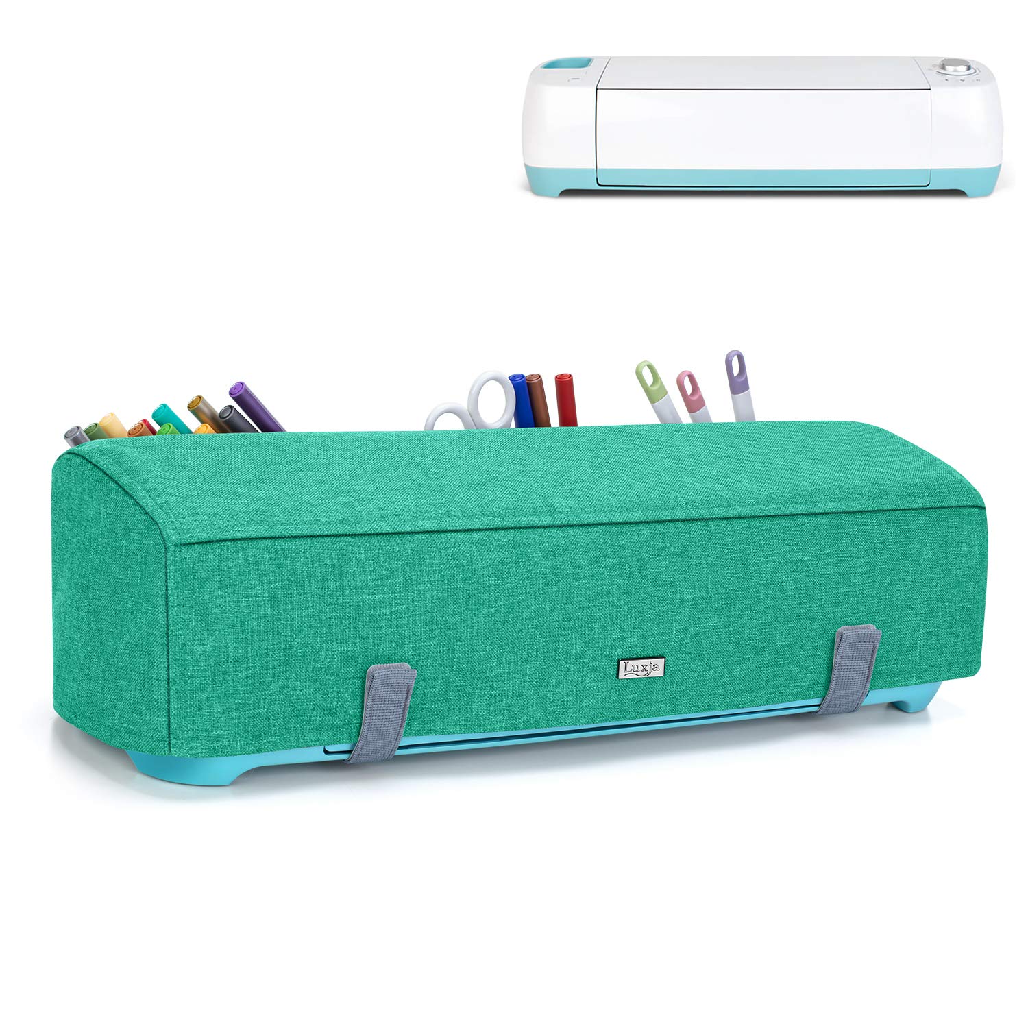 Luxja Dust Cover for Cricut Explore Air & Air 2 - Machine Protector with Back Pockets (Green) - Perfect for Craft Room Storage & Vinyl Cutting Projects
