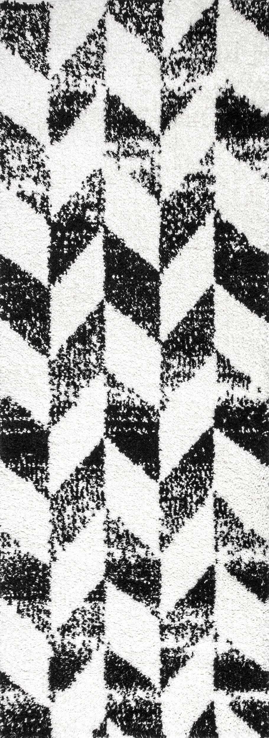 Faded Herringbone Shag Rug - Soft Black and White Area Rug for Living Room, Bedroom & Nursery | Cozy Home Decor