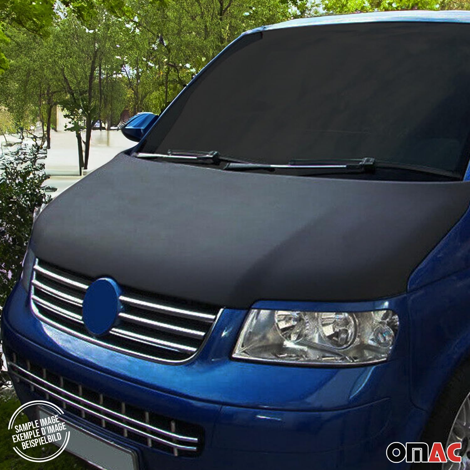 OMAC Black Full Coverage Car Bonnet Mask Hood Bra for RAM ProMaster 2014-2025 - 1 Piece Protective Cover for Paint Protection & Off-Road Driving