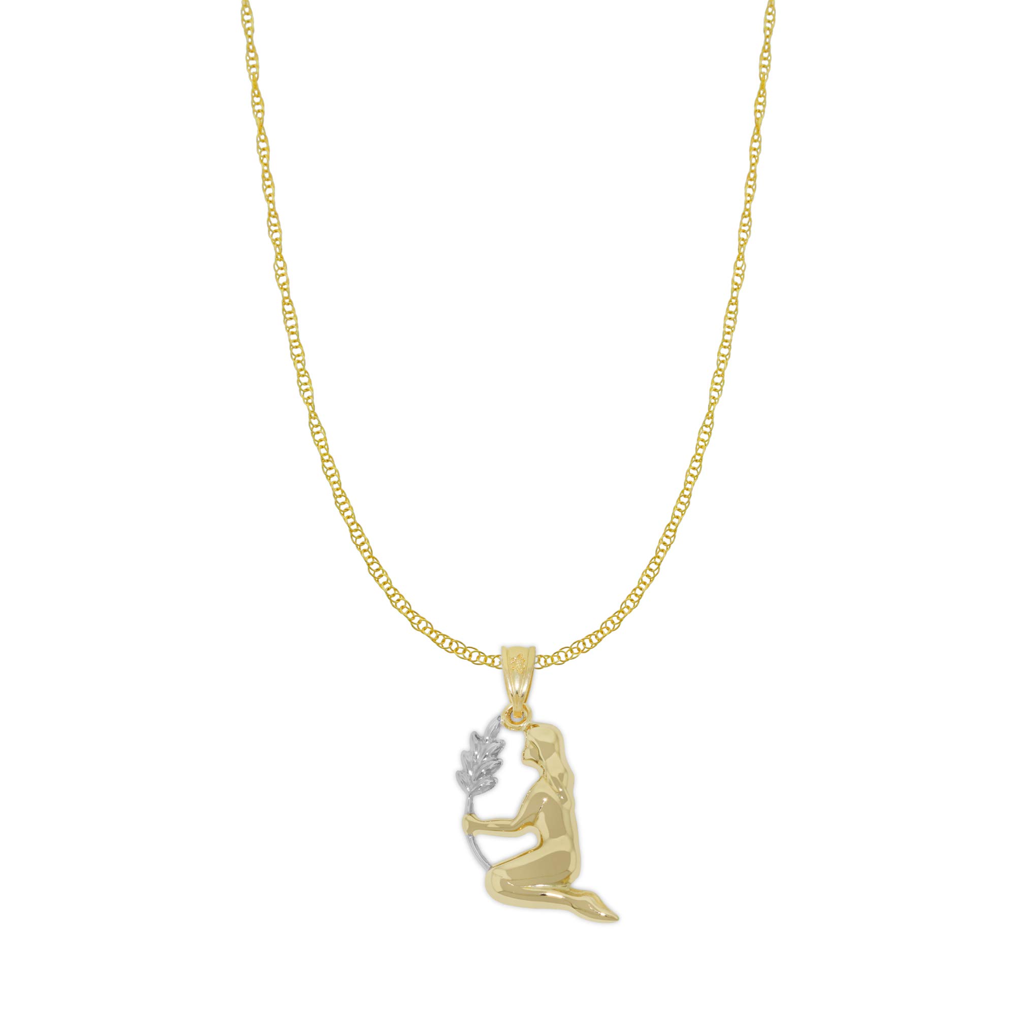 10K Gold Virgo Zodiac Pendant Charm - Double Sided Design with Optional Gold Chain - Perfect for Birthdays, Anniversaries & Astrology Gifts