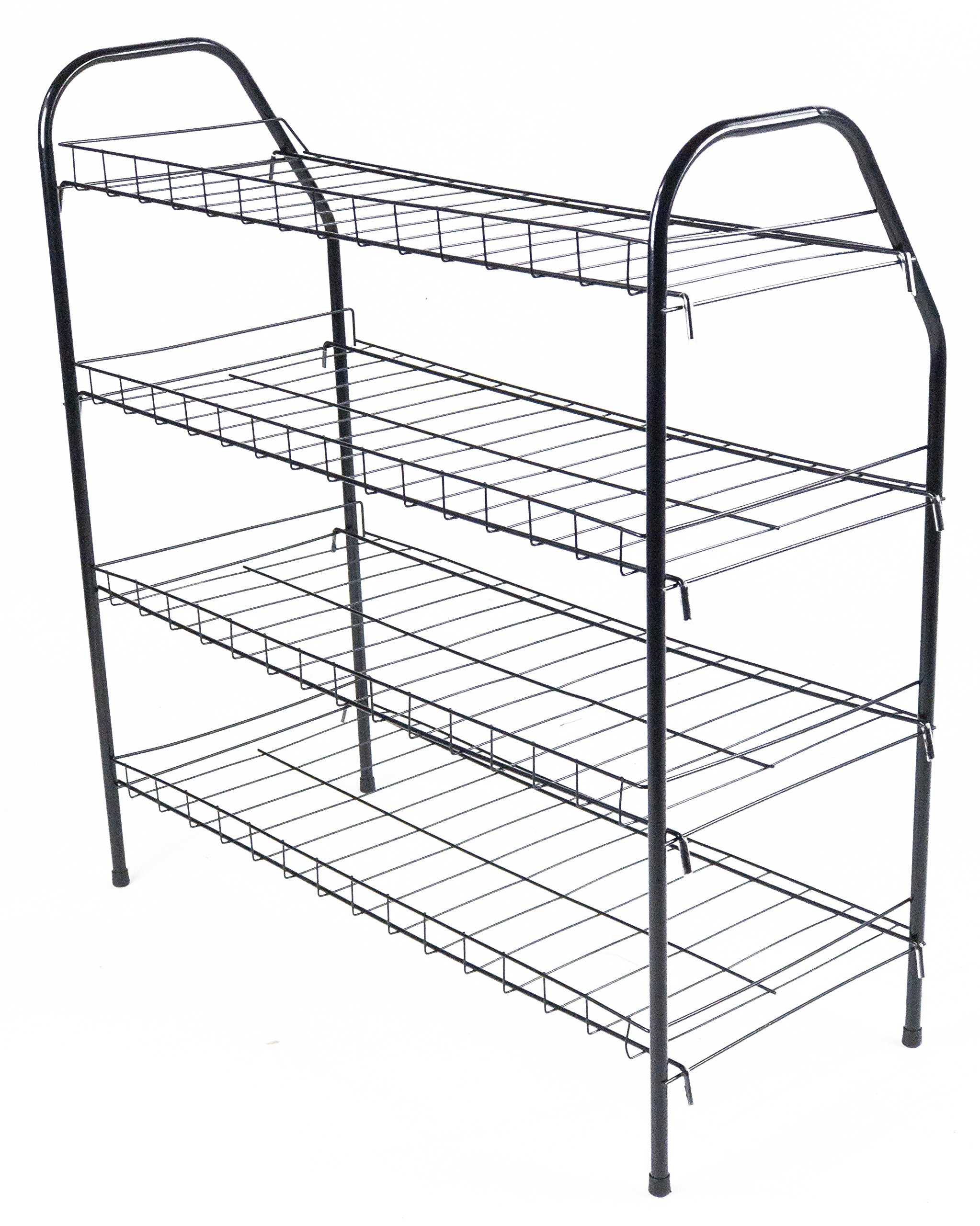 4-Tier Metal Shoe Rack Organizer - Space Saving Stackable Shoe Shelf for Entryway, Closet & Cabinet Storage (Black) - Perfect for Small Spaces & Shoe Organization