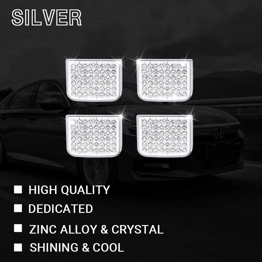 1797 Front Air Vent Outlet Adjustable Paddles Clip Caps for 2018-2022 Honda Accord 10th Gen 1.5T EX/EX-L/LX - Crystal Silver Interior Accessories (4 Pack) | Car Decor & Customization