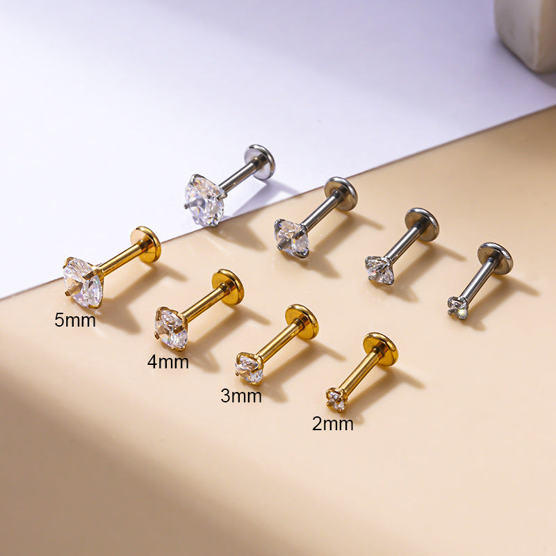 16G 6mm 7mm Stainless Steel Lip Stud Labret Back Earrings - HSPJ845 | Body Jewelry for Piercing, Cartilage, Nose & Lip Rings | Perfect for Everyday Wear & Special Occasions