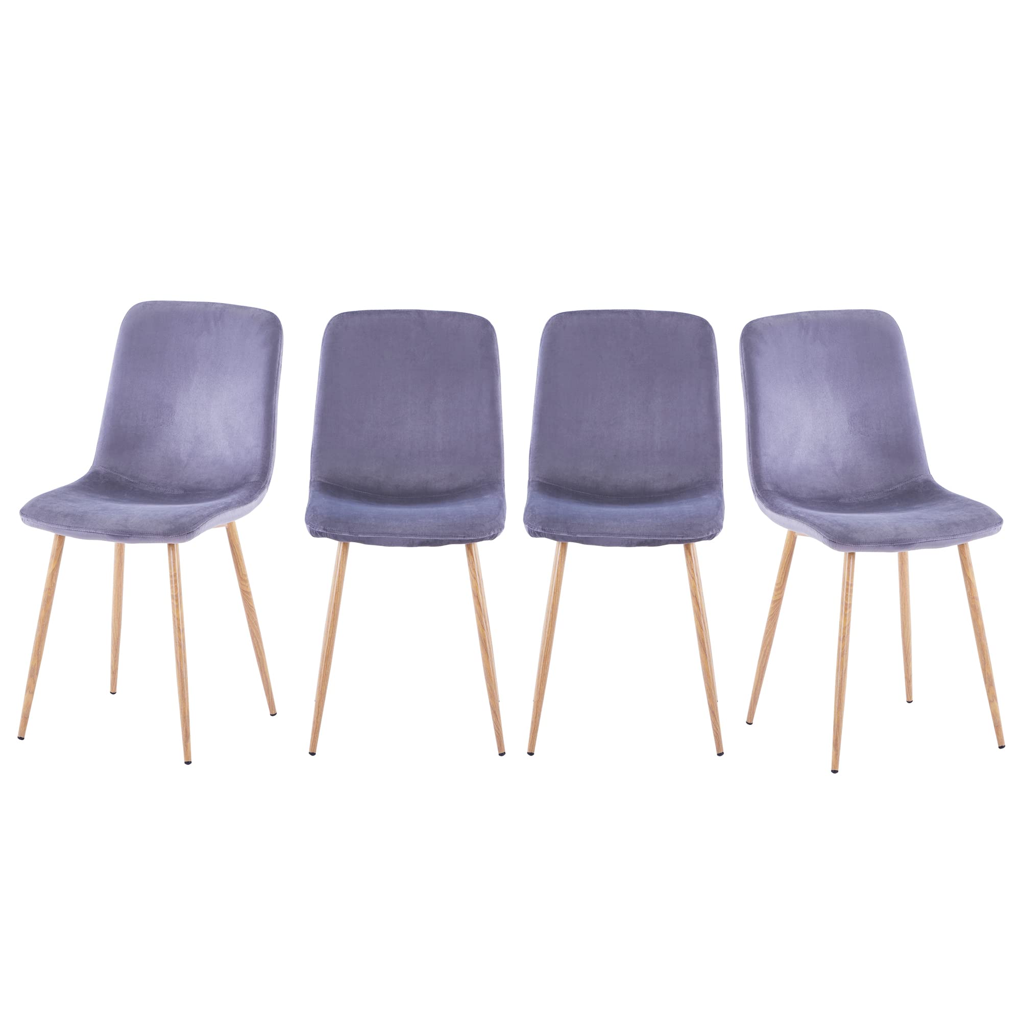 Velvet Upholstered Dining Chairs Set of 4 - Modern Mid-Century Style Side Chairs with Sturdy Metal Legs, Soft Gray Fabric for Kitchen, Dining Room, Bedroom & Living Room - Perfect for Family Gatherings, Dinner Parties & Home Decor